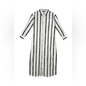 Buru Midi Boyfriend Shirtdress Black White Painter Dress Size M